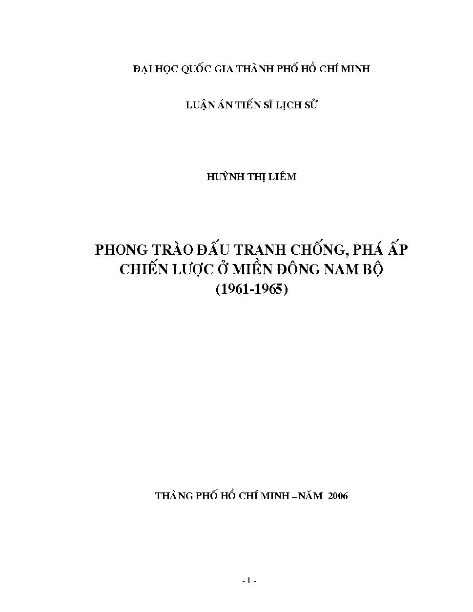 Phong trào đấu tranh chống, phá ấp chiến lược ở miền Đông Nam Bộ (1961-1965)