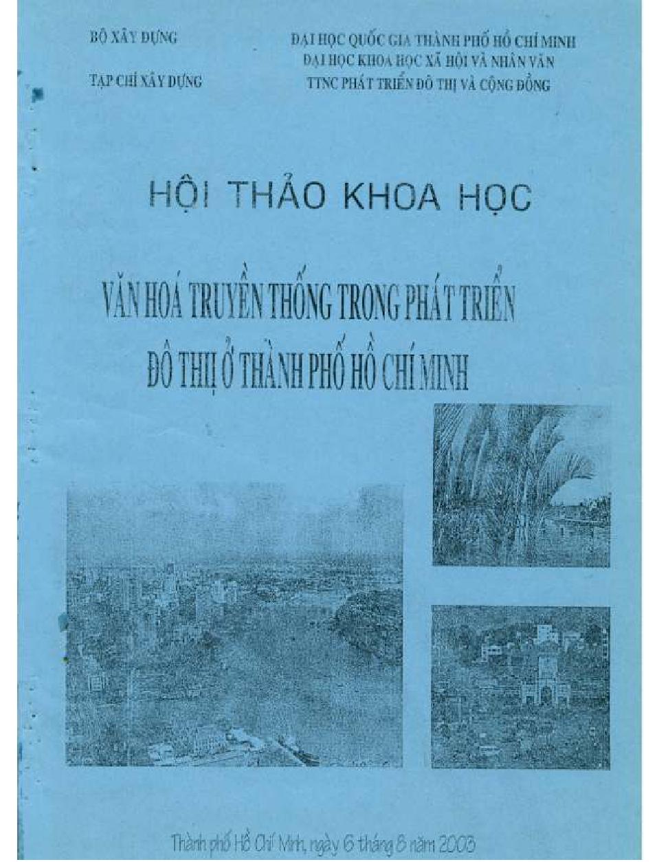 Văn hóa truyền thống trong phát triển đô thị ở thành phố Hồ Chí Minh :$bHội thảo Khoa học