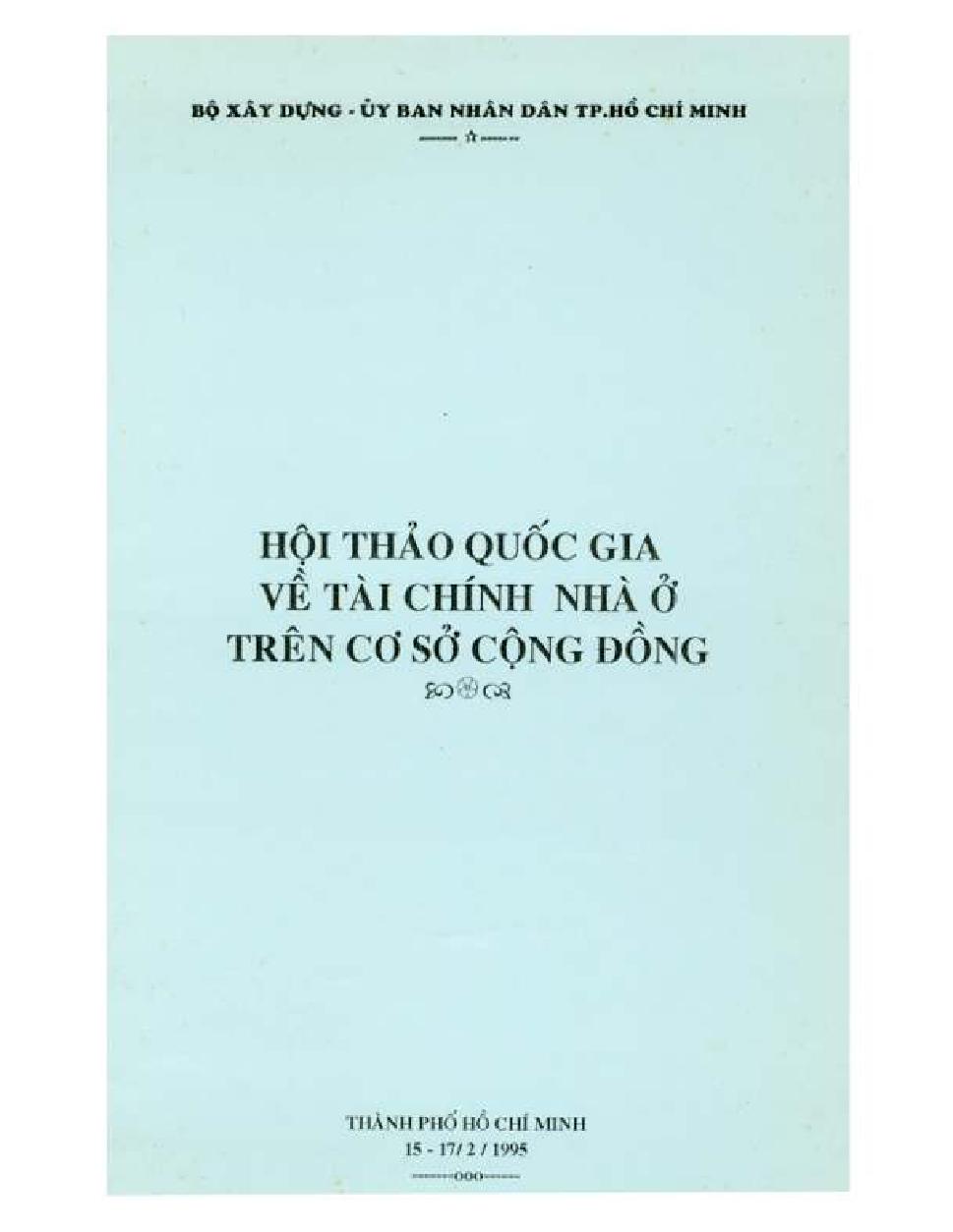 Hội thảo quốc gia về tài chính nhà ở trên cơ sở cộng đồng