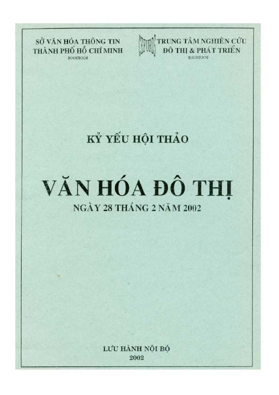 Văn hóa đô thị :$bKỷ yếu hội thảo