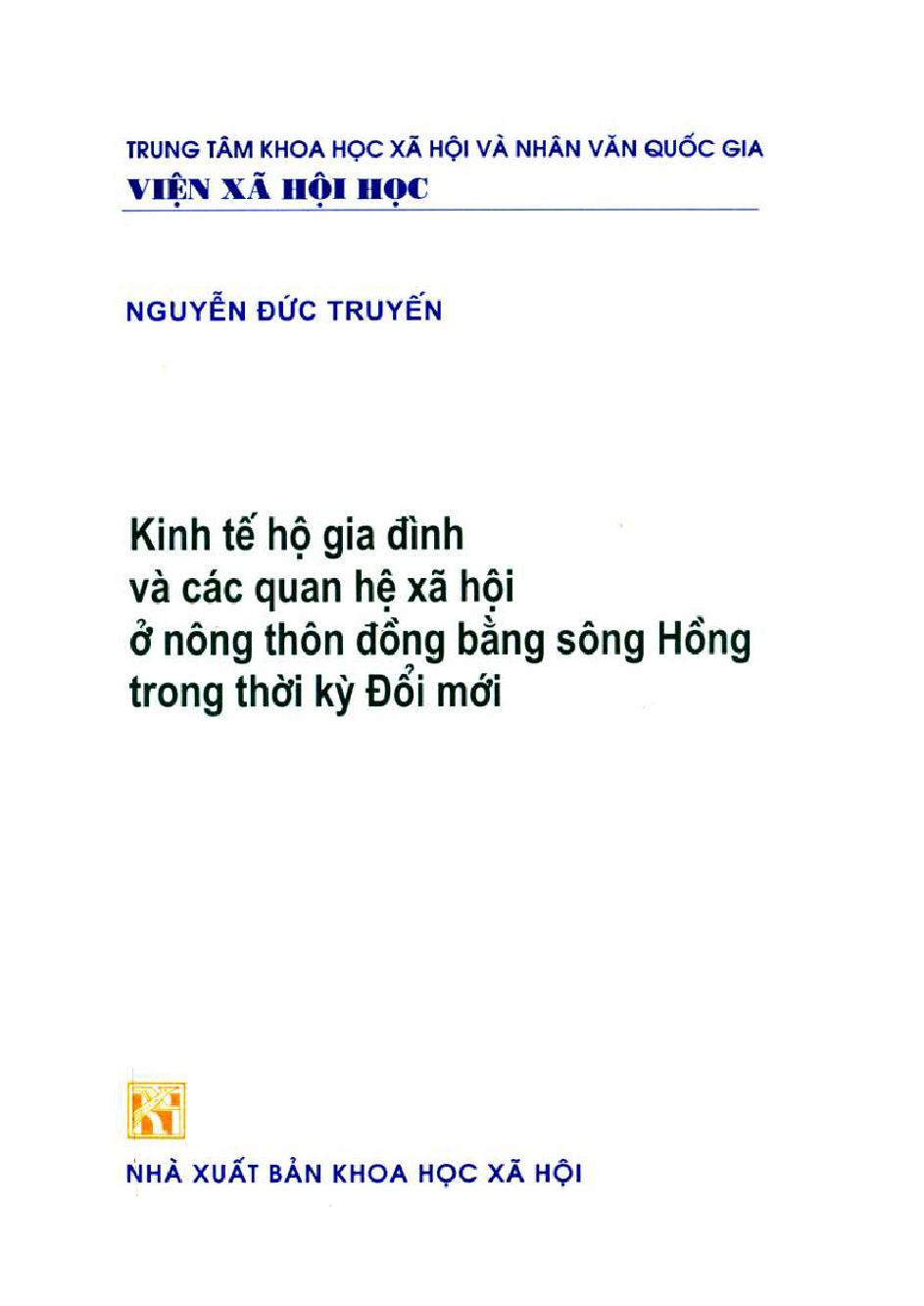 Kinh tế hộ gia đình và các quan hệ xã hội ở nông thôn đồng bằng sông Hồng trong thời kỳ đổi mới