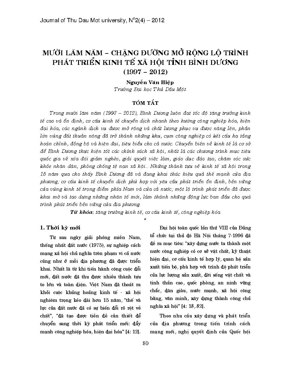 Mười lăm năm - chặng đường mở rộng lộ trình phát triển kinh tế xã hội tỉnh bình dương