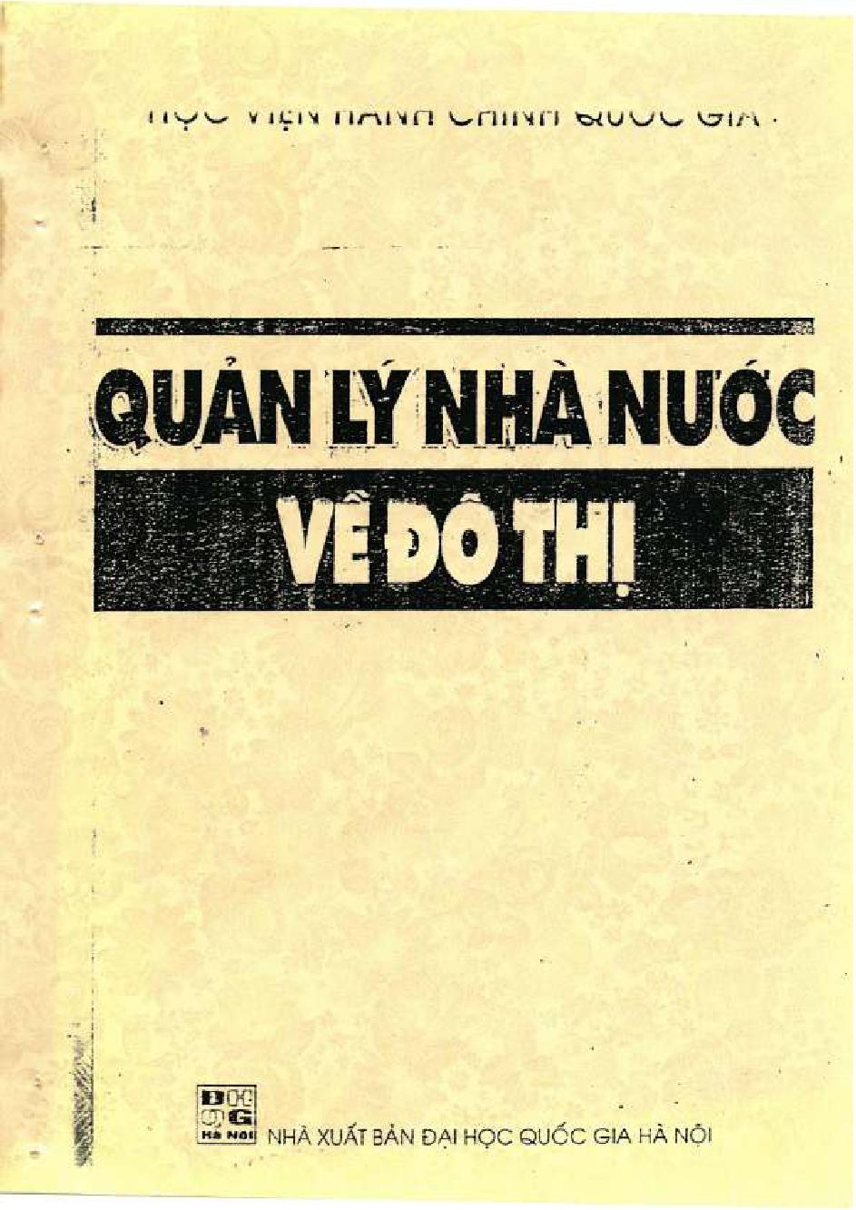 Quản lý nhà nước về đô thị :$bĐào tạo cử nhân hành chính