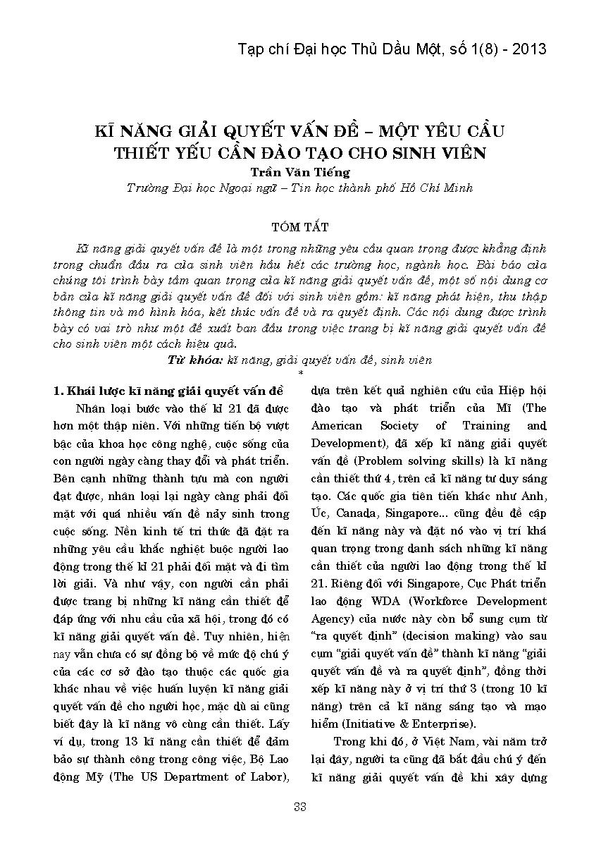 Kỹ năng giải quyết vấn đề - Một yêu cầu thiết yếu cần đào tạo cho sinh viên