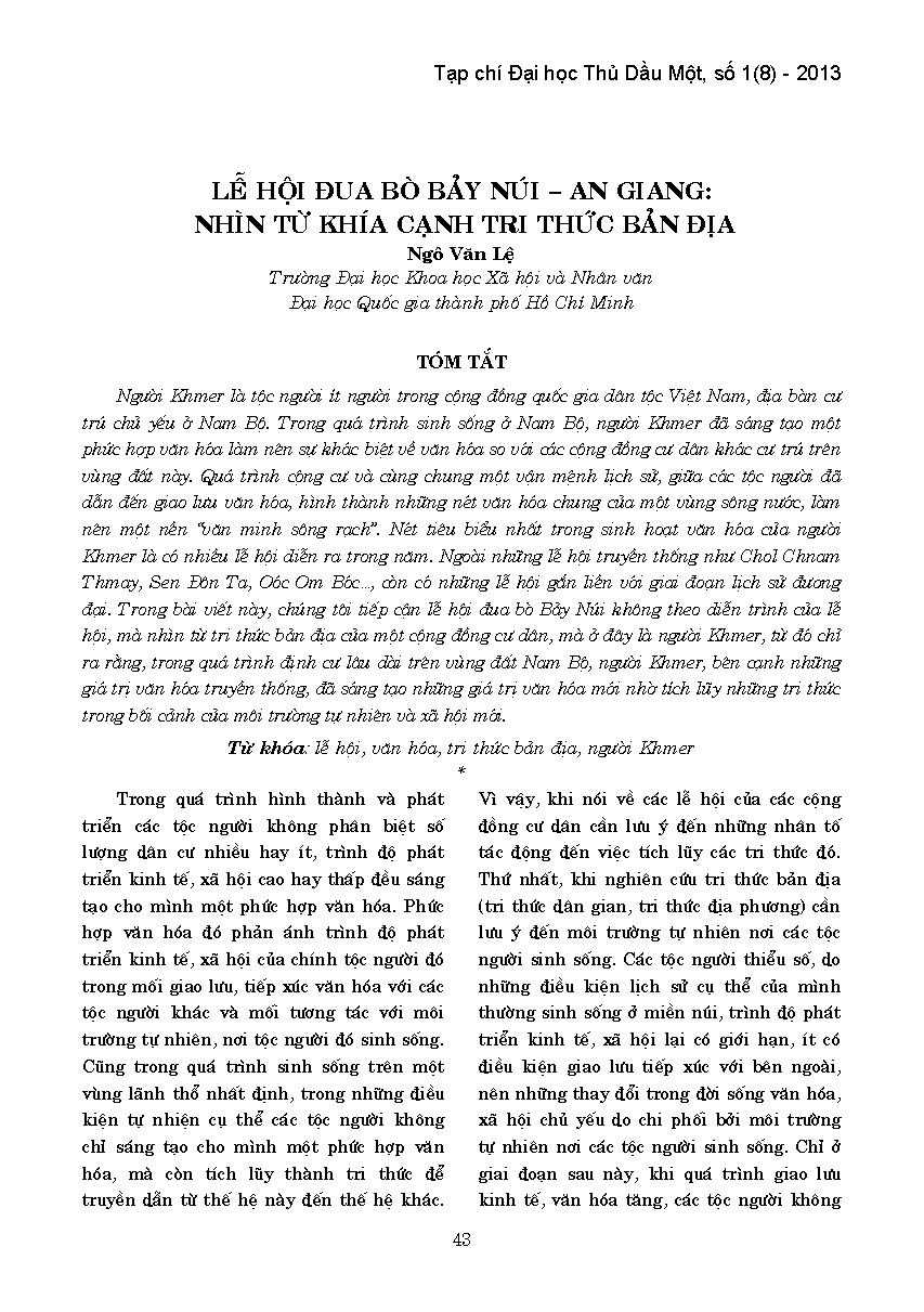 Lễ hội đua bò Bảy Núi - An Giang nhìn từ khía cạnh tri thức bản địa