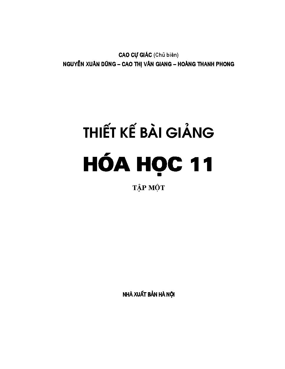 Thiết kế bài giảng hóa học 11.$nT. 1