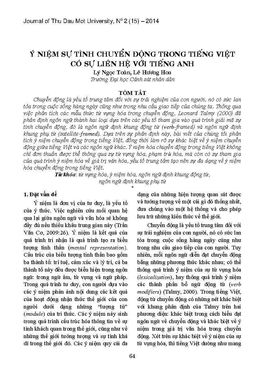 Ý niệm sự tình chuyển động trong tiếng việt có sự liên hệ với tiếng anh