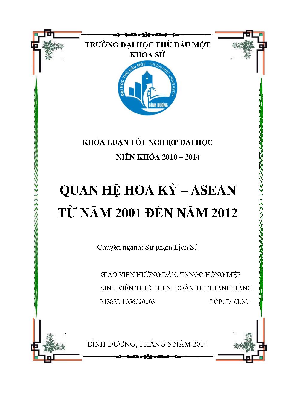 Quan hệ Hoa kỳ - ASEAN từ năm 2001 đến năm 2012