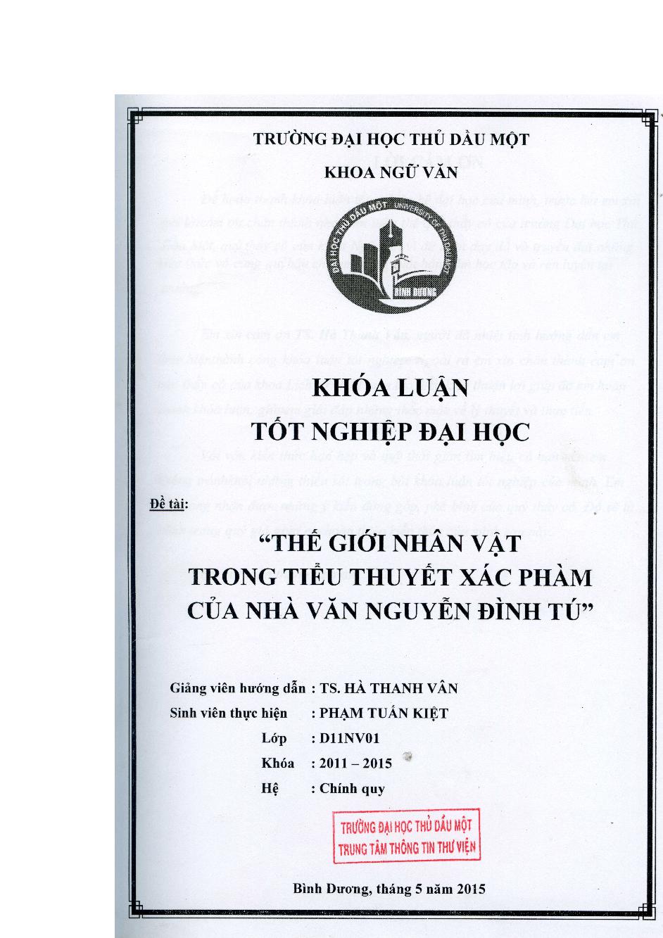 Thế giới nhân vật trong tiểu thuyết Xác phàm của nhà văn Nguyễn Đình Tú