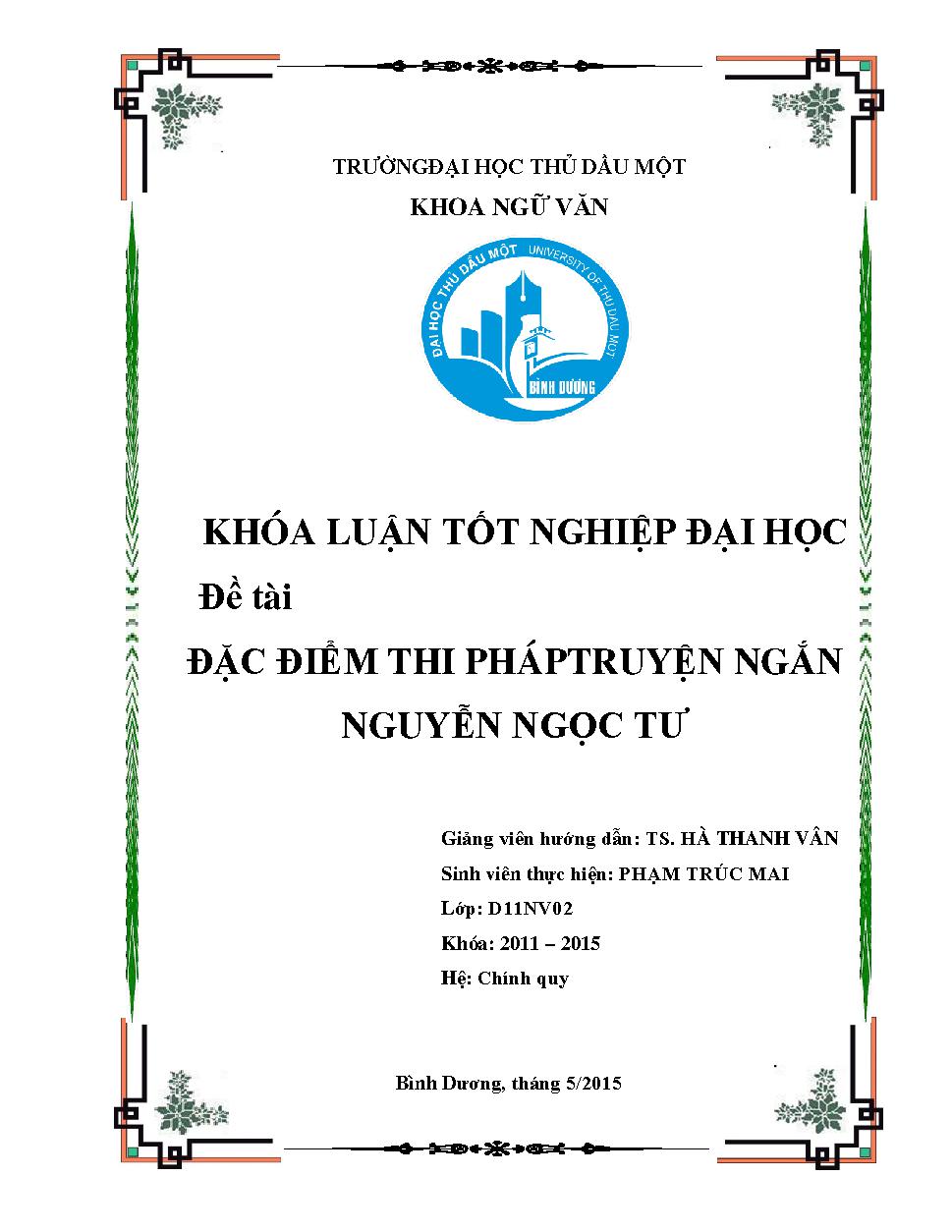 Đặc điểm thi pháp truyện ngắn Nguyễn Ngọc Tư