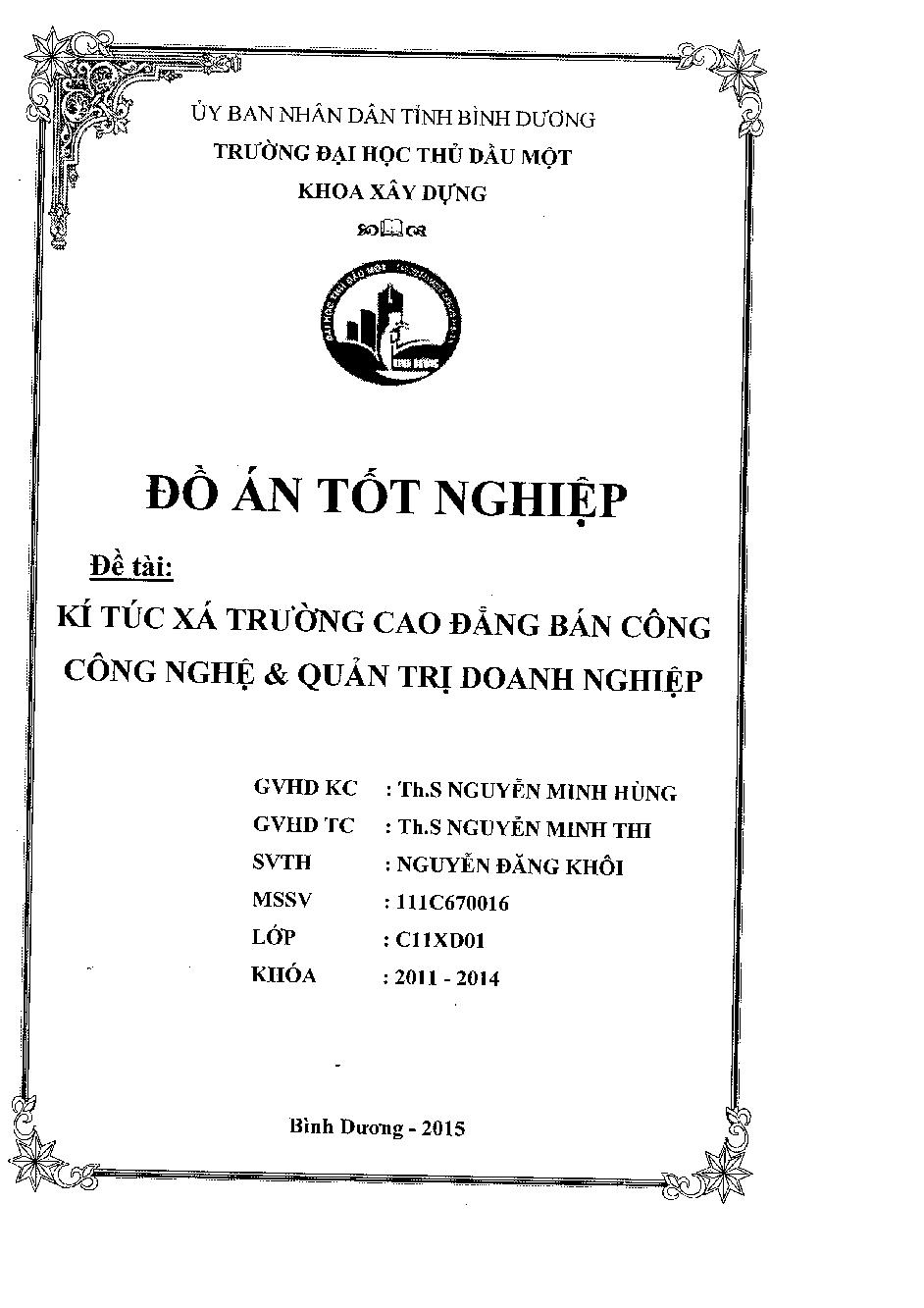 Ký túc xá trường cao đẳng bán công Công nghệ & Quản trị doanh nghiệp