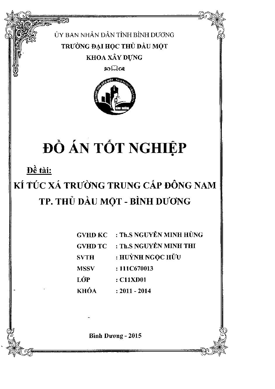 Ký túc xá trường trung cấp Đông Nam thành phố Thủ Dầu Một