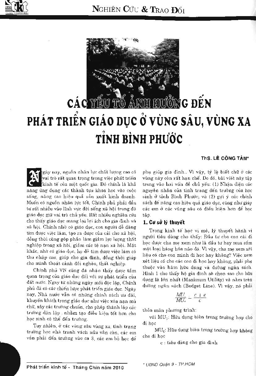 Các yếu tố ảnh hưởng đến phát triển giáo dục ở vùng sâu, vùng xa tỉnh Bình Phước