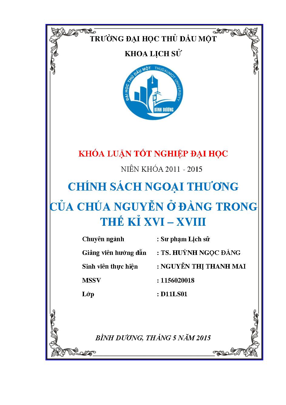 Chính sách ngoại thương của chúa Nguyễn ở Đàng Trong thế kỷ XVI - XVIII