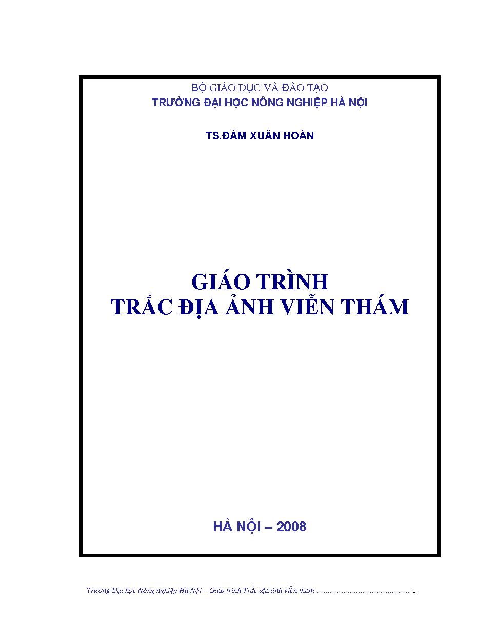 Giáo trình trắc địa ảnh viễn thám