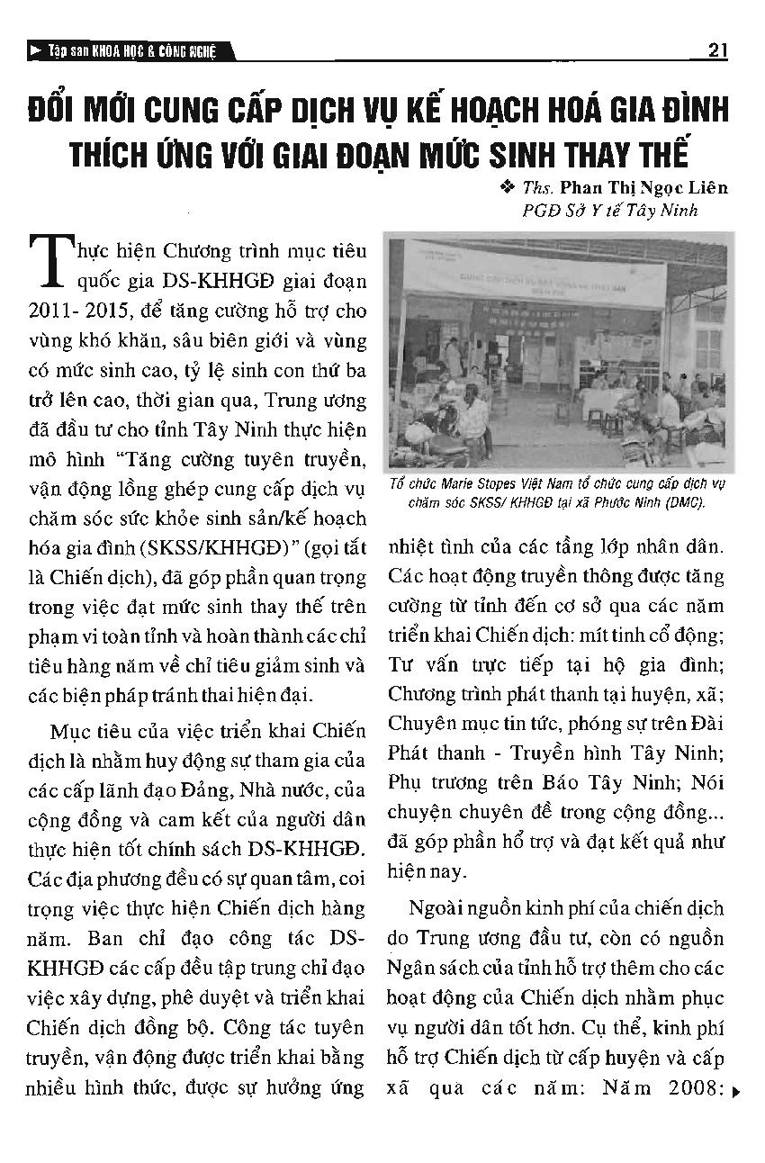 Đổi mới cung cấp dịch vụ kế hoạch hóa gia đình thích ứng với giai đoạn mức sinh thay thế