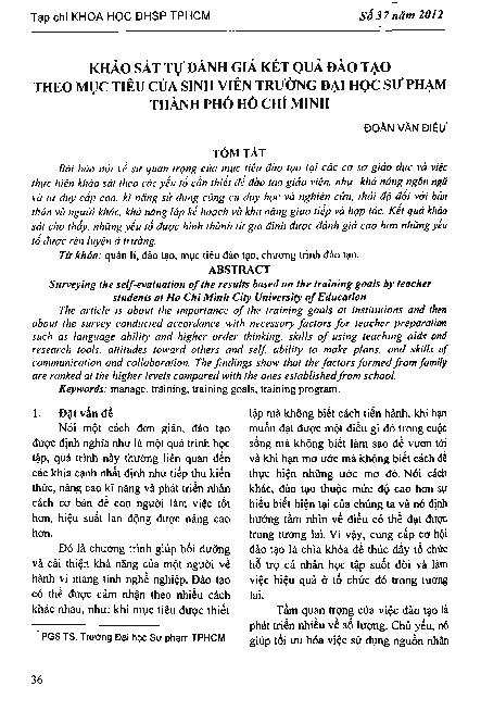 Khảo sát tự đánh giá kết quả đào tạo theo mục tiêu của sinh viên Trường đại học sư phạm Thành phố Hồ Chí Minh