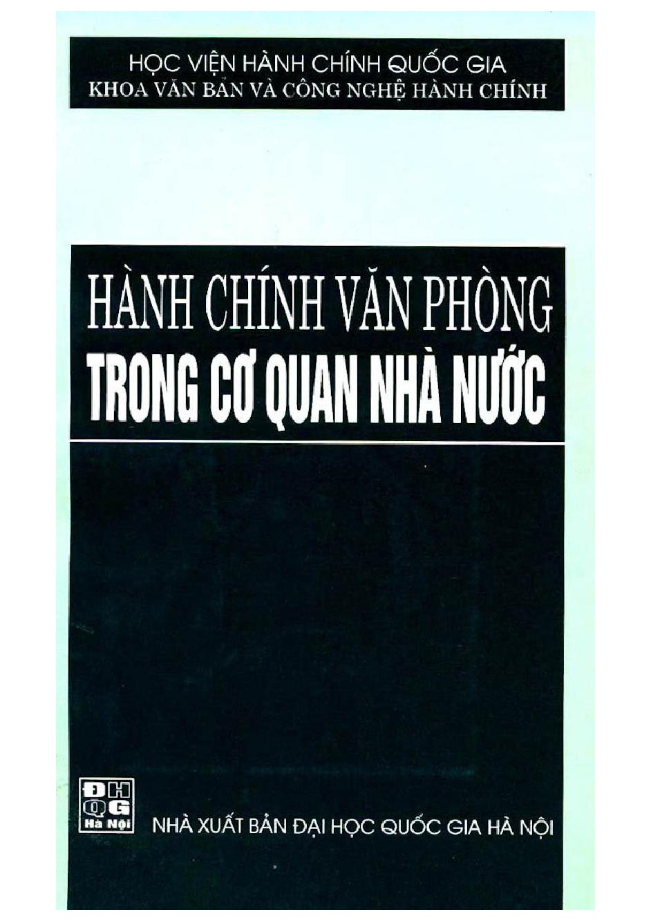 Hành chính văn phòng trong cơ quan nhà nước :$bĐào tạo đại học hành chính