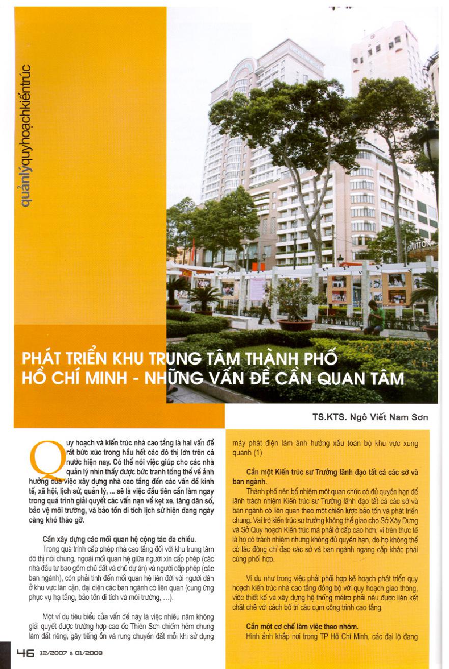 Phát triển khu trung tâm thành phố Hồ Chí Minh - những vấn đề cần quan tâm