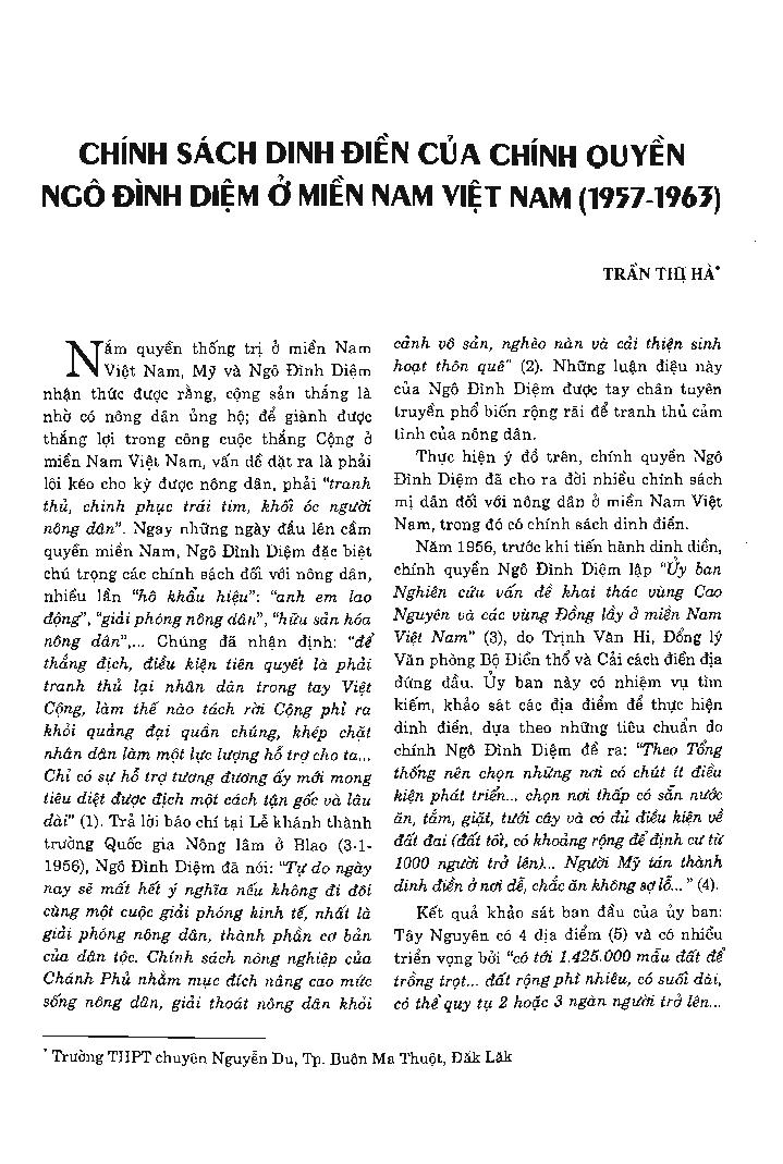 Chính sách Dinh điền của chính quyền Ngô Đình Diệm ở miền Nam Việt Nam (1957-1963)