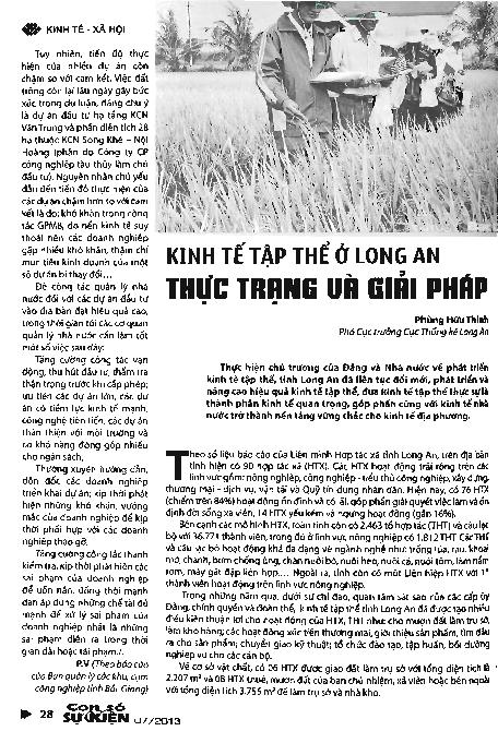 Kinh tế tập thể ở Long An: Thực trạng và giải pháp