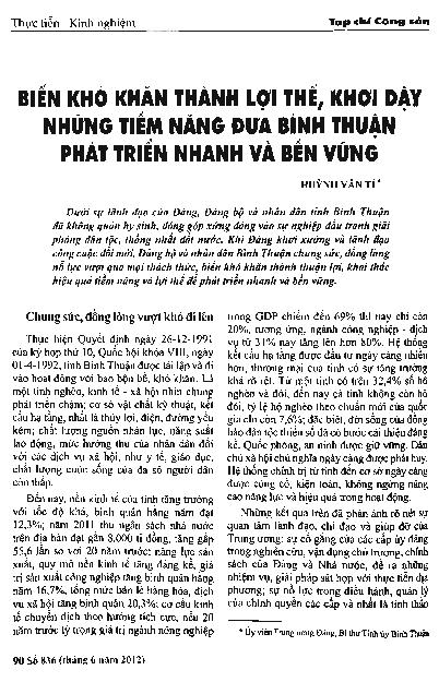 Biến khó khăn thành lợi thế, khơi dậy những tiềm năng đưa Bình Thuận phát triển nhanh và bền vững