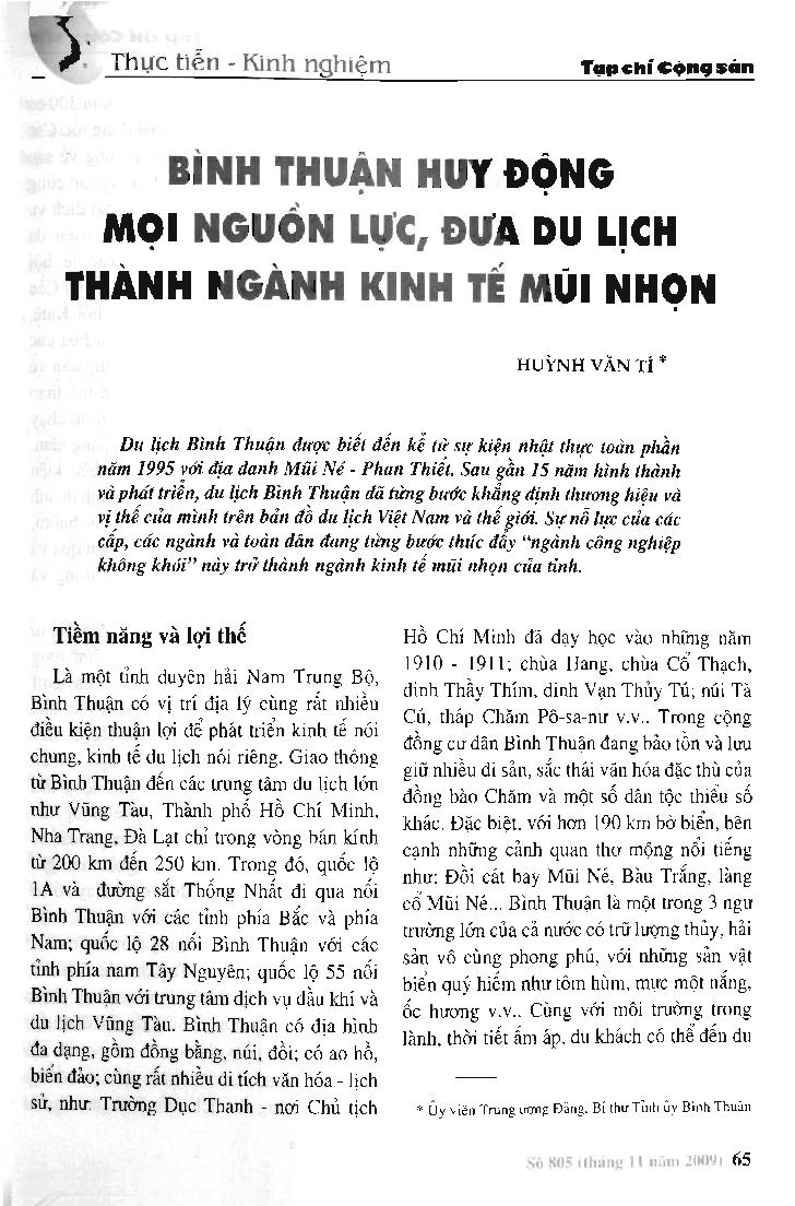 Bình Thuận huy động mọi nguồn lực, đưa du lịch thành ngành kinh tế mũi nhọn