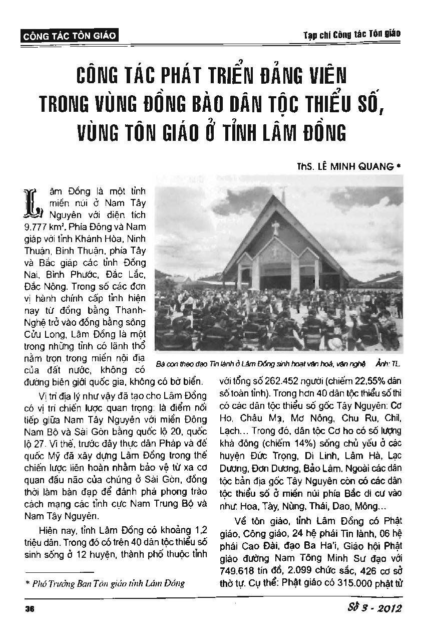 Công tác phát triển đảng viên trong vùng đồng bào dân tộc thiểu số, vùng tôn giáo ở tỉnh Lâm Đồng