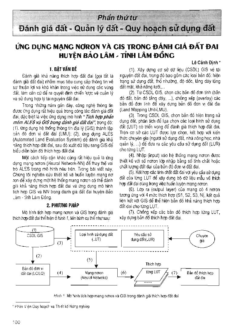 Ứng dụng mạng Nơron và GIS trong đánh giá đất đai huyện Bảo Lâm, tỉnh Lâm Đồng