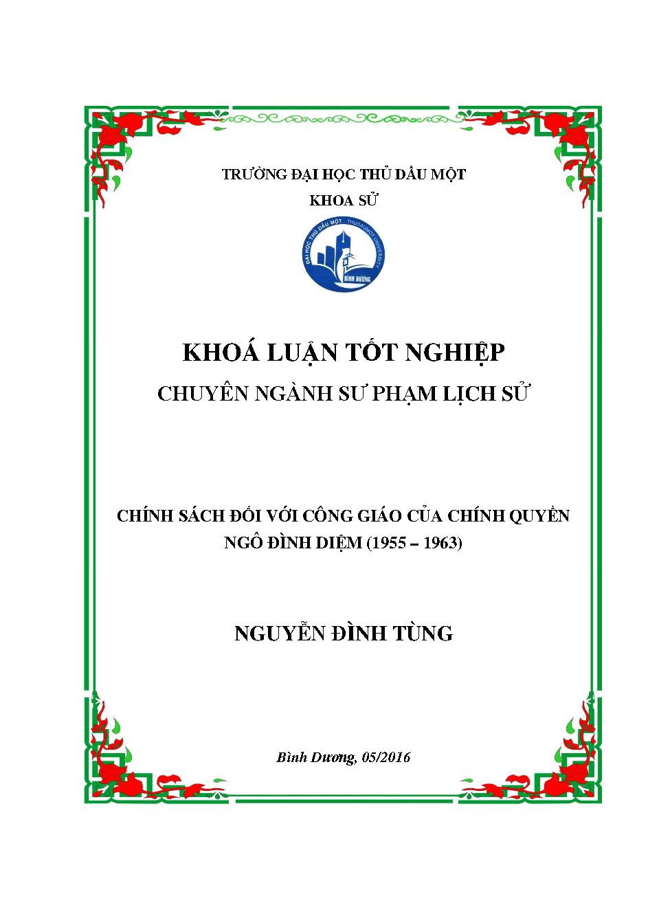 Chính sách đối với công giáo của chính quyền Ngô Đình Diệm (1955-1963)