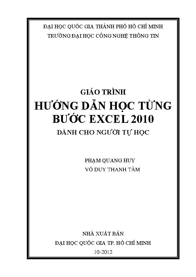 Giáo trình hướng dẫn học từng bước excel 2010 dành cho người tự học