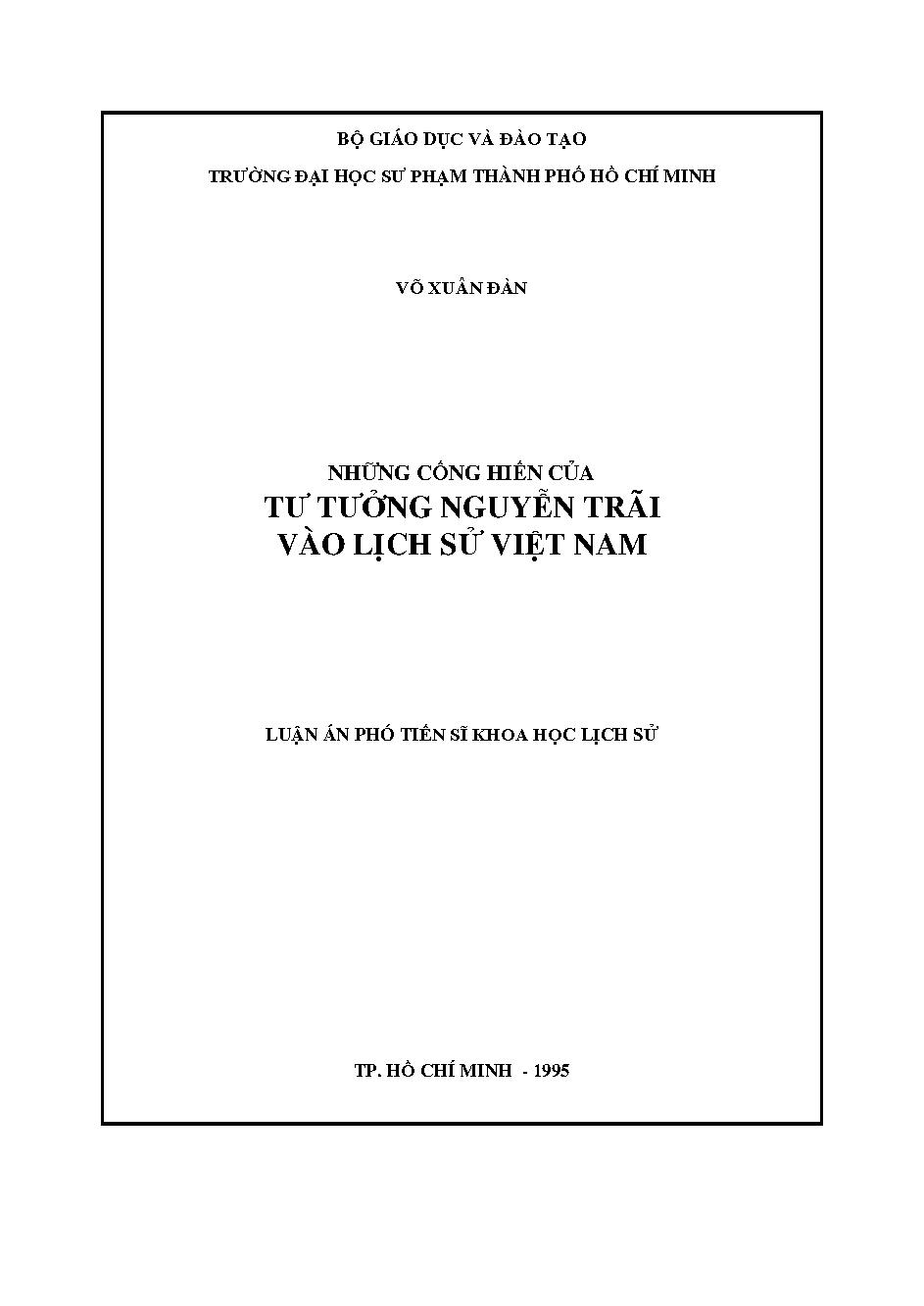 Những cống hiến của tư tưởng Nguyễn Trãi vào lịch sử Việt Nam