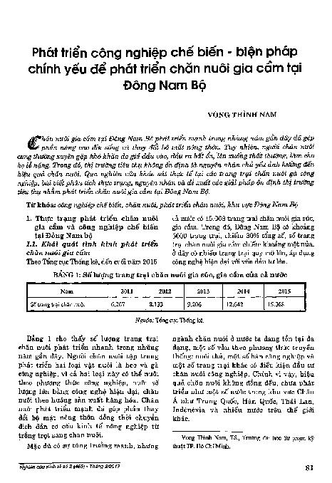 Phát triển công nghiệp chế biến - biện pháp chính yếu để phát triển chăn nuôi gia cầm tại Đông Nam Bộ