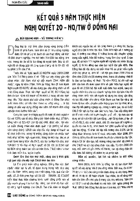 Kết quả 5 năm thực hiện nghị quyết 20 - NQ/TW ở Đồng Nai