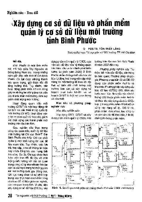 Xây dựng cơ sở dữ liệu và phần mềm quản lý cơ sở dữ liệu môi trường tỉnh Bình Phước