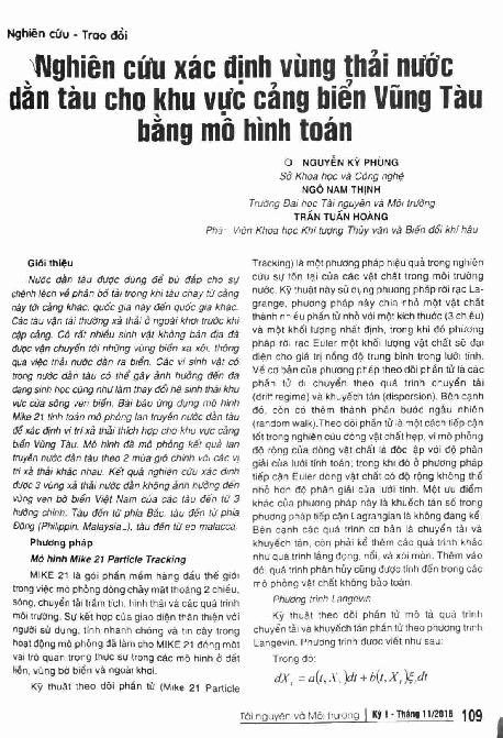 Nghiên cứu xác định vùng thải nước dằn tàu cho khu vực cảng biển Vũng Tàu bằng mô hình toán