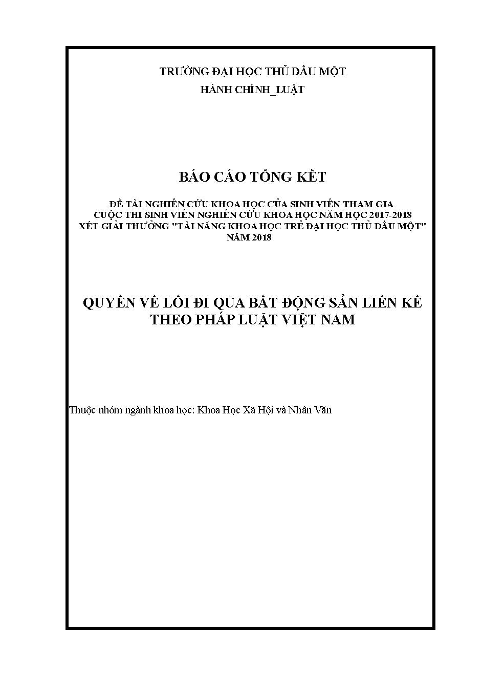 Quyền về lối đi qua bất động sản liền kề theo pháp luật Việt Nam