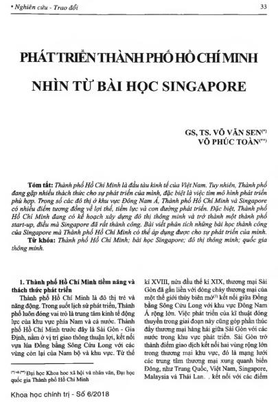 Phát triển thành phố Hồ Chí Minh nhìn từ bài học Singapore