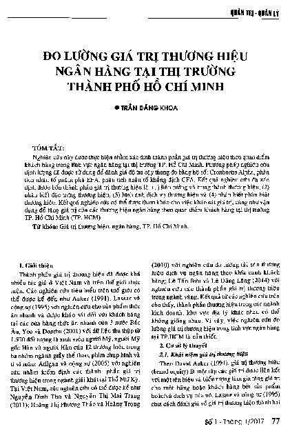 Đo lường giá trị thương hiệu ngân hàng tại thị trường thành phố Hồ Chí Minh