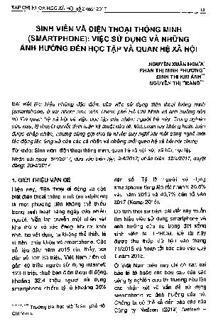 Sinh viên và điện thoại thông minh (smartphone): Việc sử dụng và những ảnh hưởng đến học tập và quan hệ xã hội