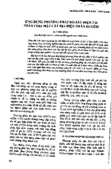 Ứng dụng phương pháp đo sâu điện 2-D phân chia mặt cắt địa điện phân dị kém