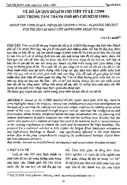 Về đồ án quy hoạch chi tiết tỷ lệ 1/2000 khu trung tâm thành phố Hồ Chí Minh 930ha =$bBout the 1/2000 scale- detailed construction â€“ punning project for the Ho Chi Minh city downtown areas (930 ha)