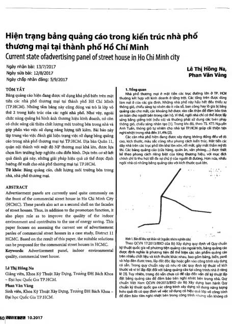 Hiện trạng bảng quảng cáo trong kiến trúc nhà phố thương mại tại thành phố Hồ Chí Minh =$bCurrent state ofadvertising panel of street house in Ho Chi Minh city