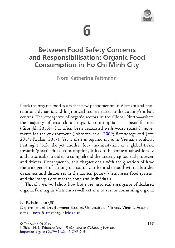 Between Food Safety Concerns and Responsibilisation: Organic Foo Consumption in Ho Chi Minh City