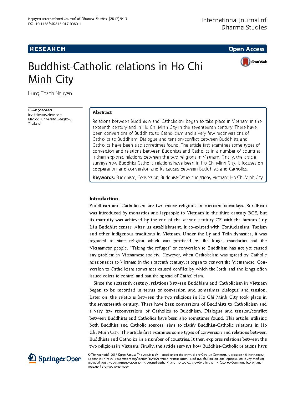 Buddhist-Catholic relations in Ho Chi Minh City