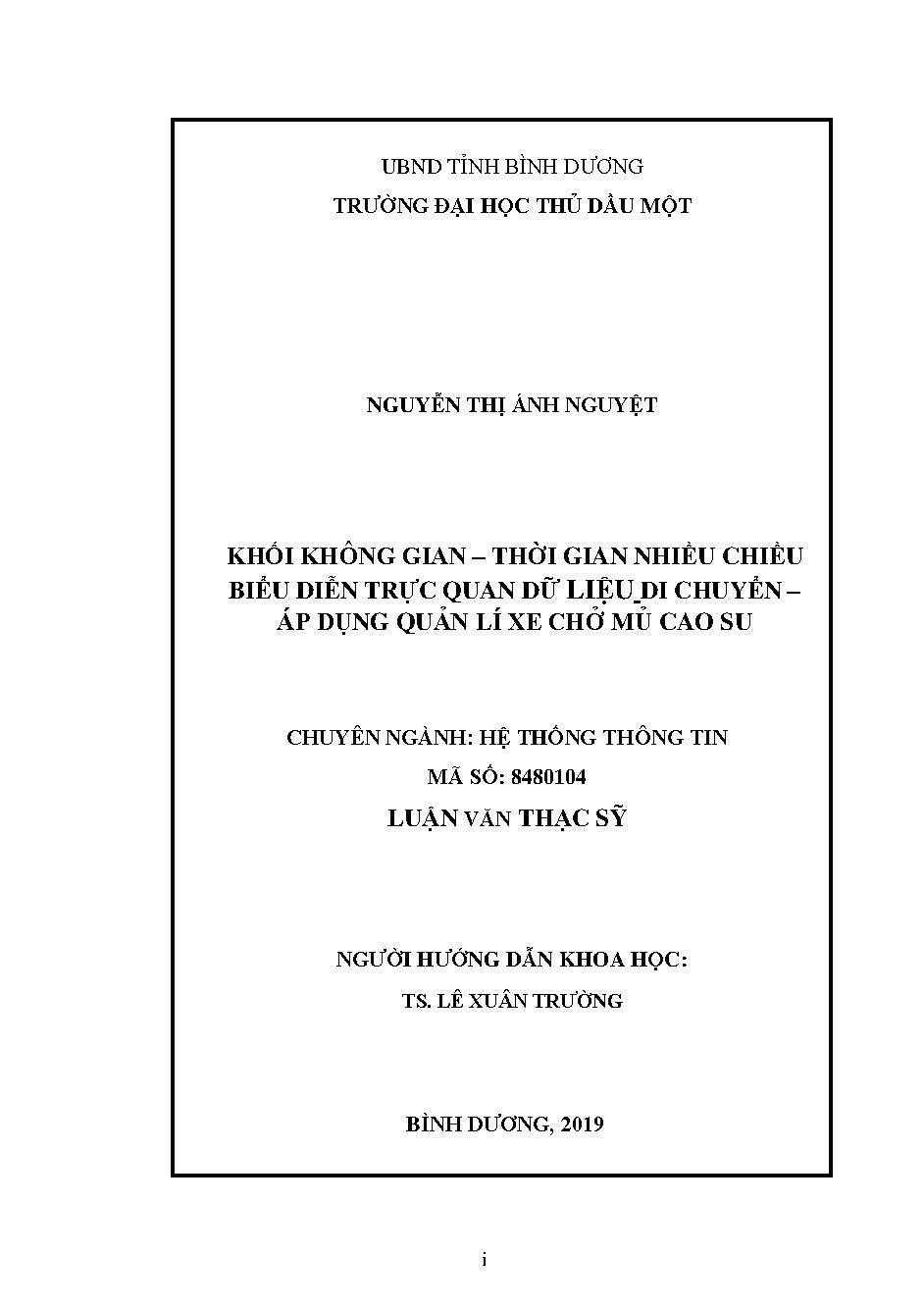 Khối không gian - thời gian nhiều chiều biểu diễn trực quan dữ liệu di chuyển - áp dụng quản lí xe chở mủ cao su