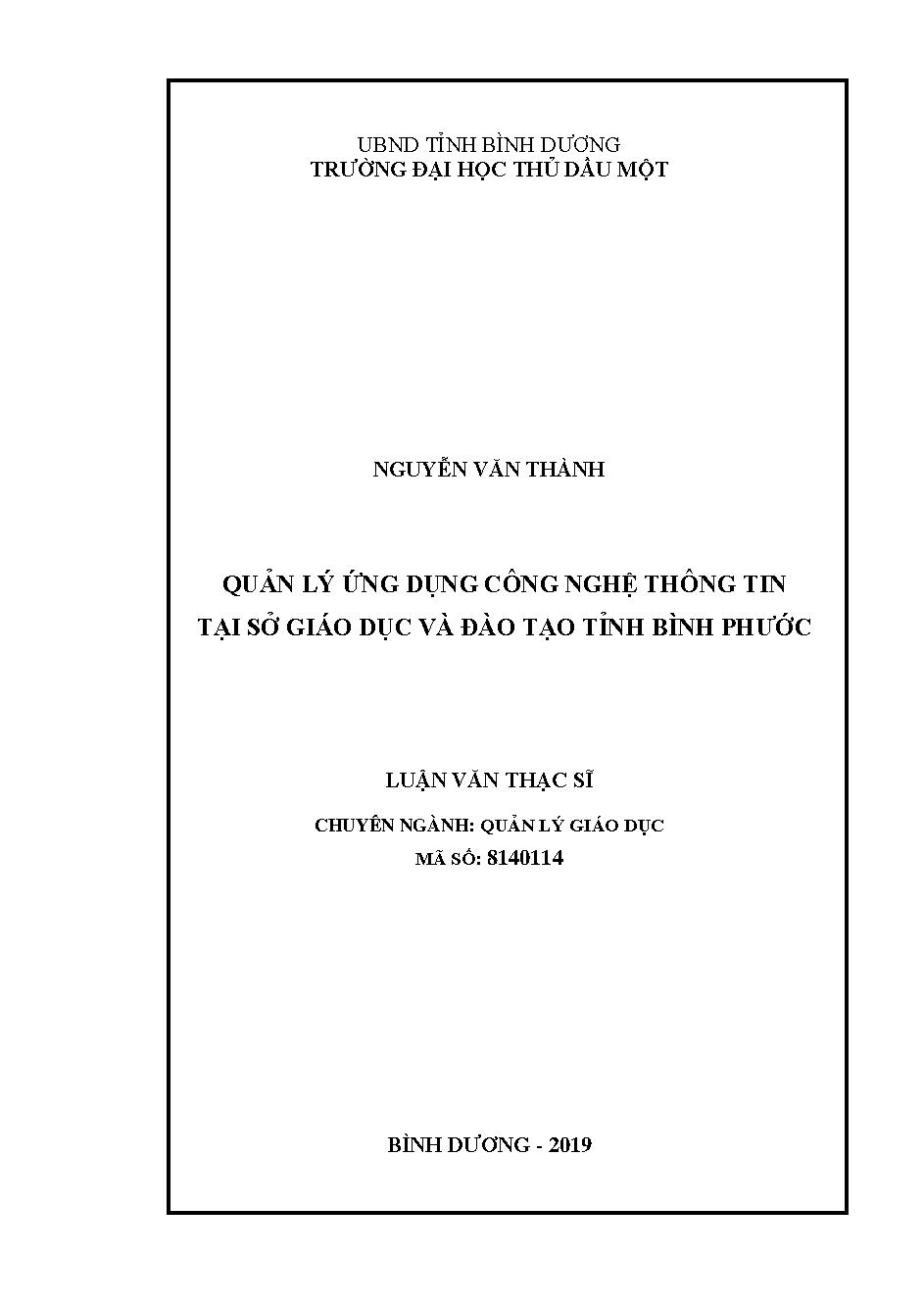 Quản lý ứng dụng công nghệ thông tin tại sở giáo dục và đào tạo tỉnh Bình Phước