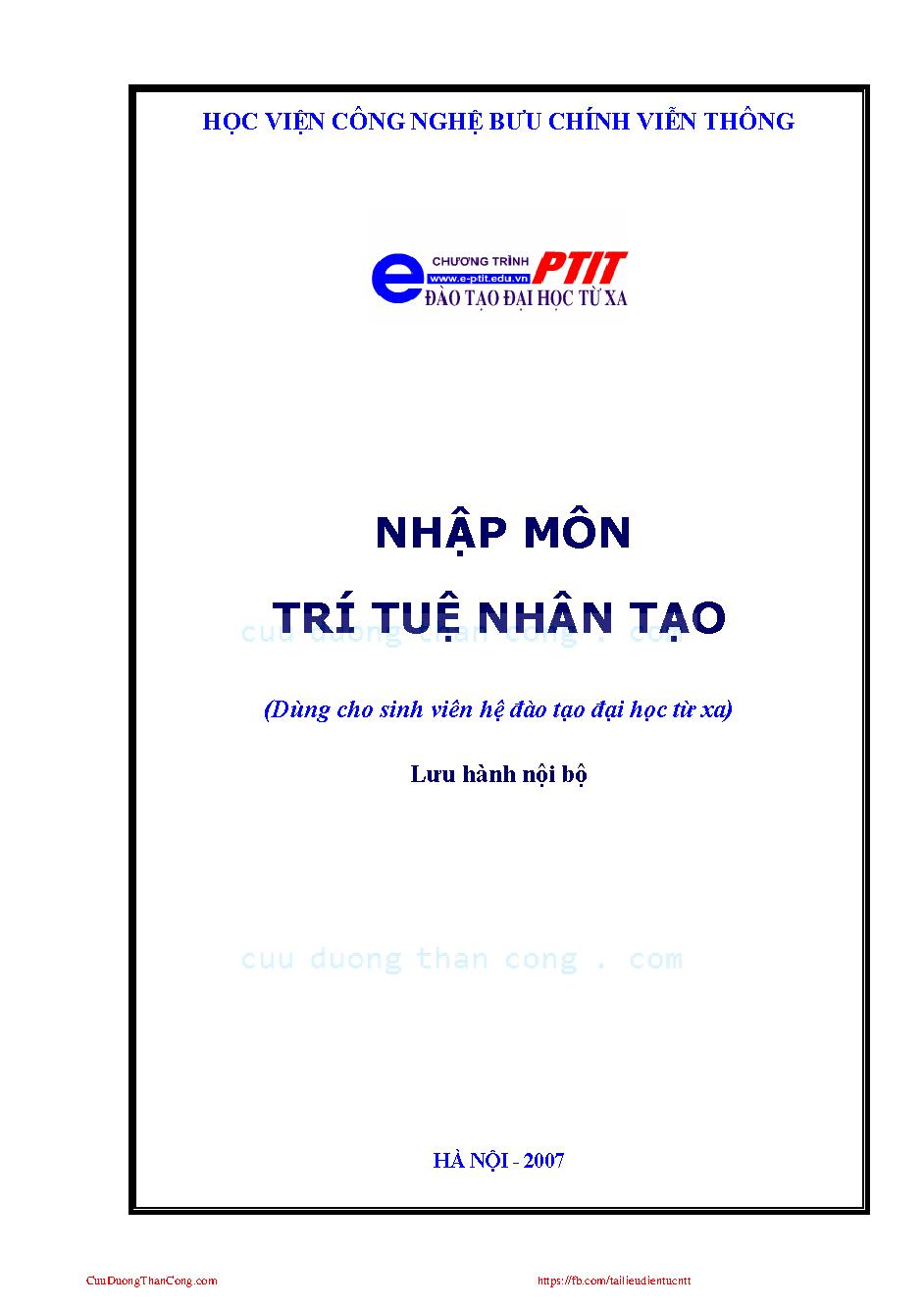 Nhập môn Trí tuệ nhân tạo:$bDùng cho sinh viên hệ đào tạo đại học từ xa