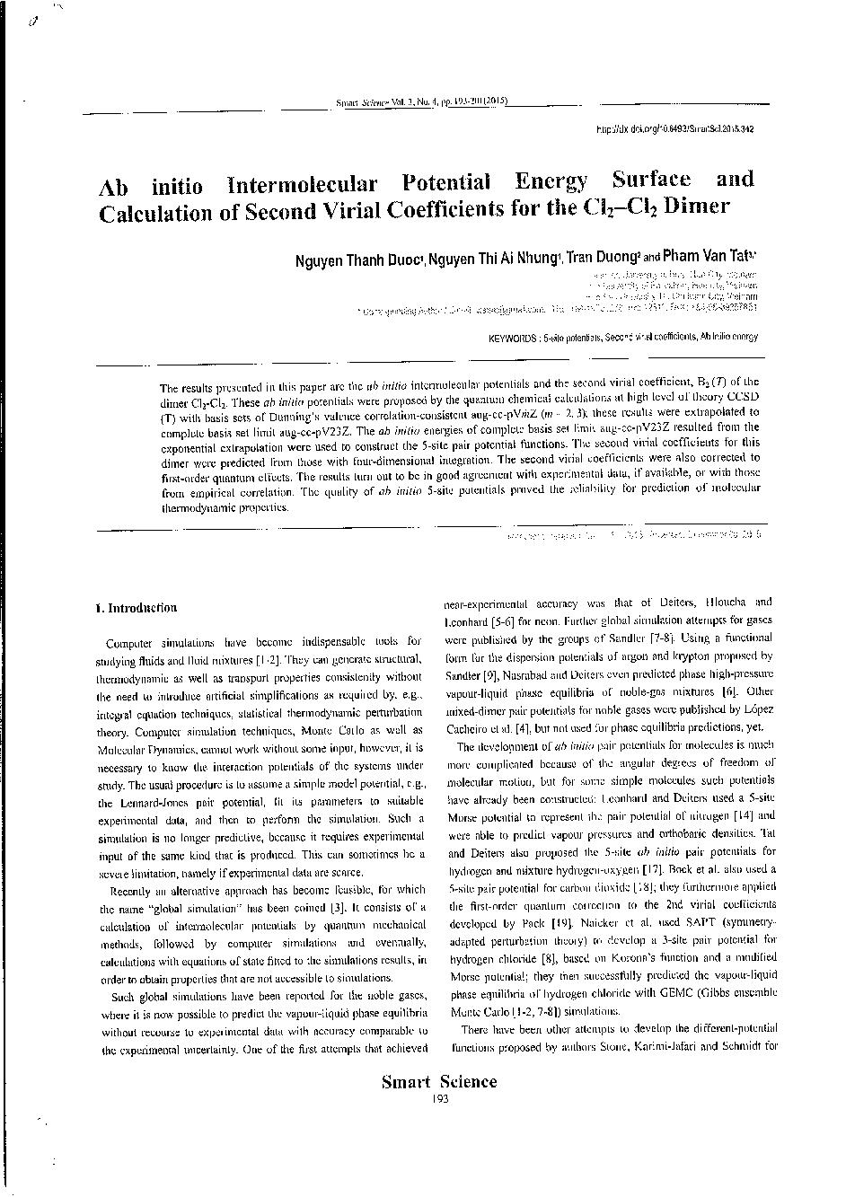 Ab initio Intermolecular Potential Energy Surface and Calculation of Second Virial Coefficients for the Cl2-Cl2 Dimer