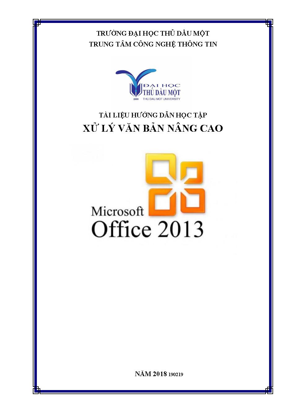 Tài liệu hướng dẫn học tập sử lý văn bản nâng cao Microsoft office 2013